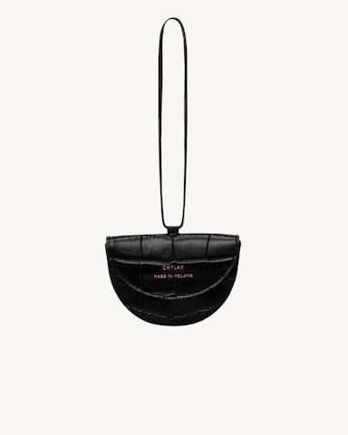 Tiny Saddle Bag “glossy black crocodile”