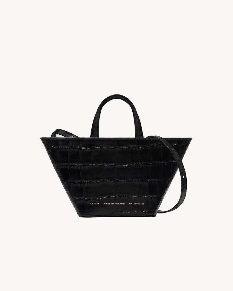 Trapeze Bag “glossy black crocodile”