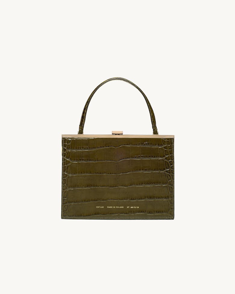 “Vintage” Clasp Bag “olive crocodile” 