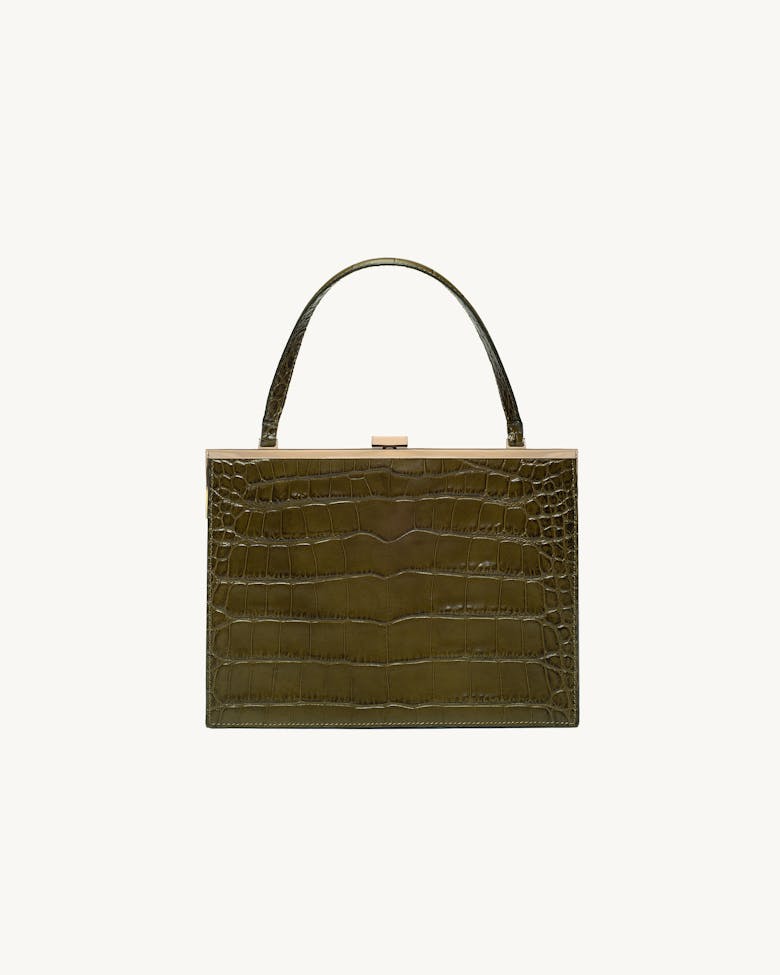 “Vintage” Clasp Bag “olive crocodile” 