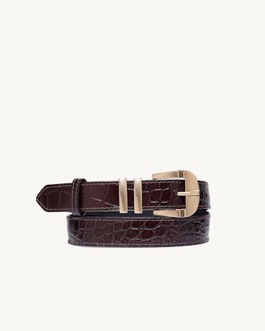 “Vintage” Belt “glossy brown crocodile” 