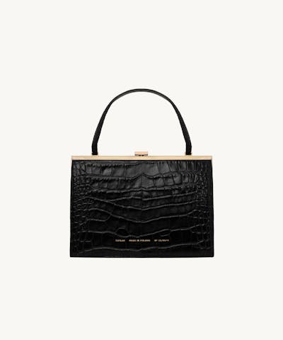 “Vintage” Clasp Bag “glossy black crocodile”