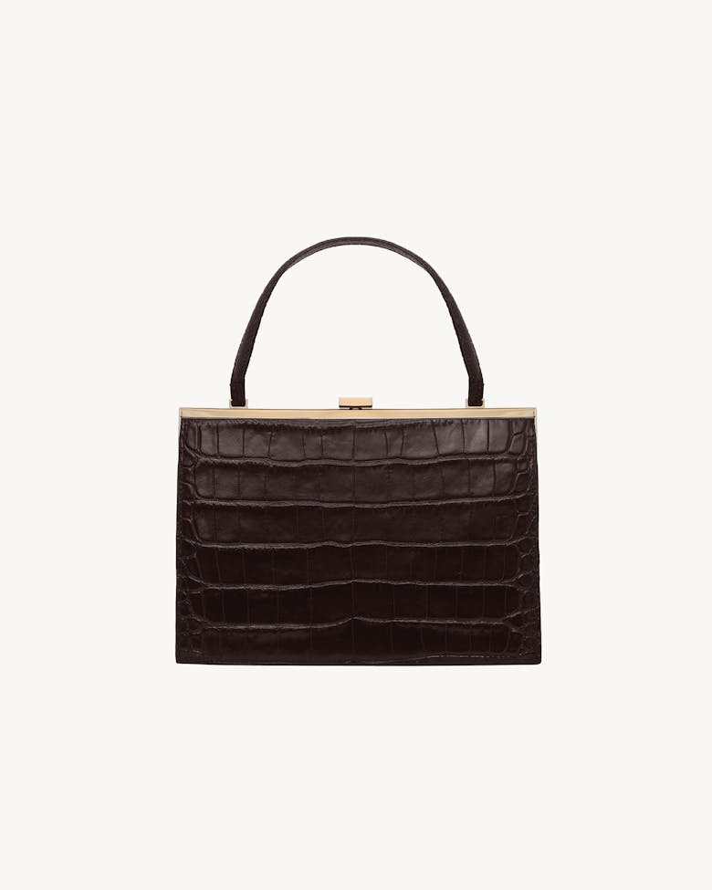 “Vintage” Clasp Bag “glossy brown crocodile”