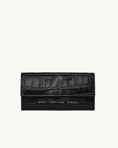 Flap Wallet “glossy black crocodile” 