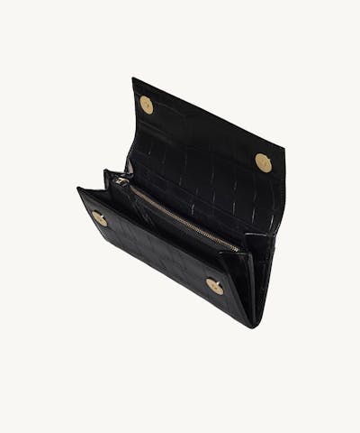 Flap Wallet “glossy black crocodile” 