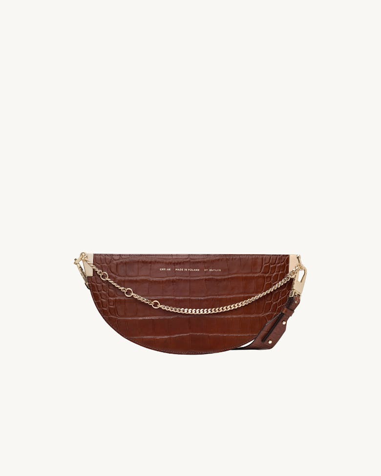 Wide Saddle Bag “glossy caramel crocodile”