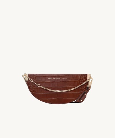 Wide Saddle Bag “glossy caramel crocodile”