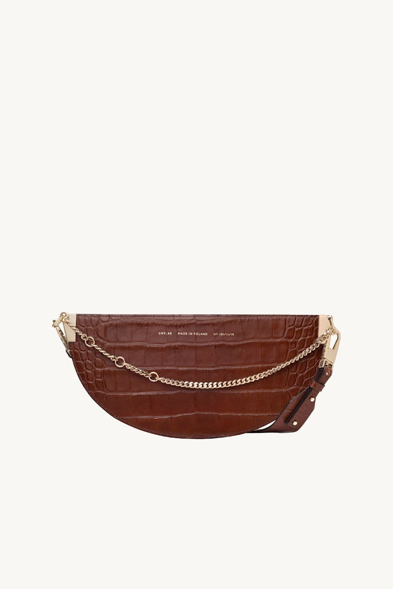 Wide Saddle Bag “glossy caramel crocodile”