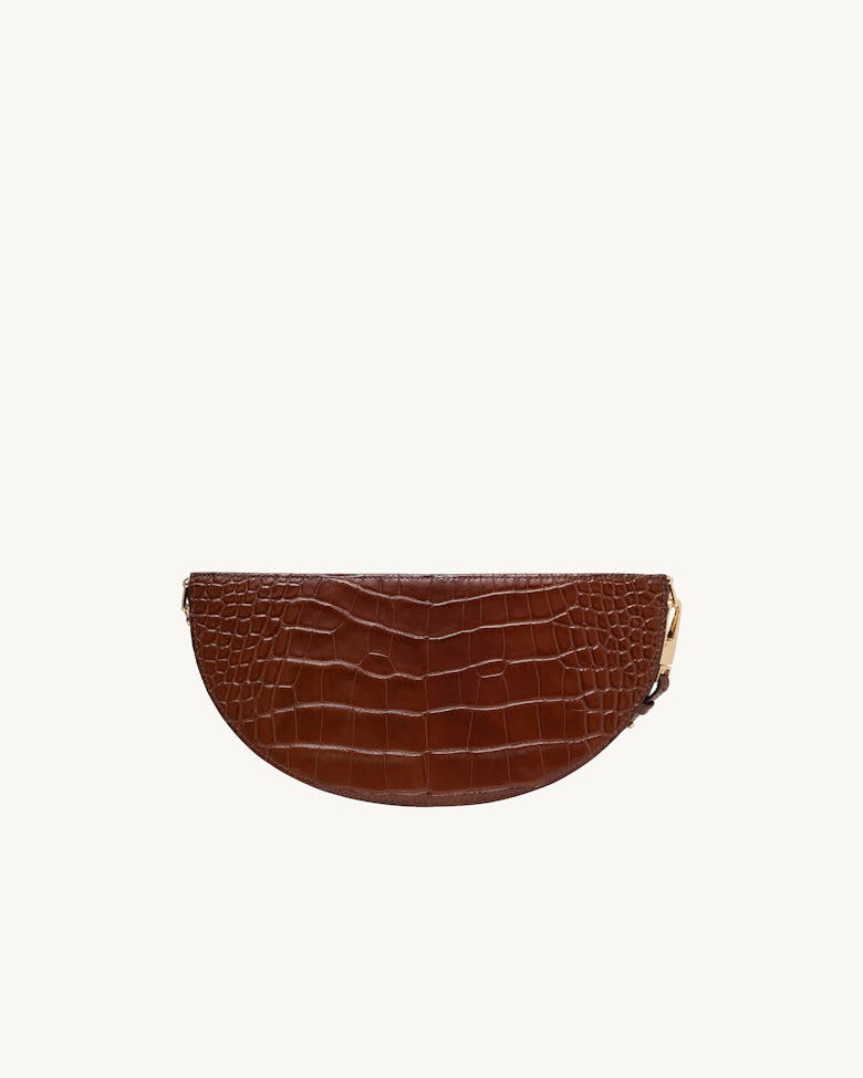Wide Saddle Bag “glossy caramel crocodile”