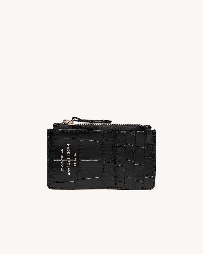 Zippered Cardholder “glossy black crocodile” 