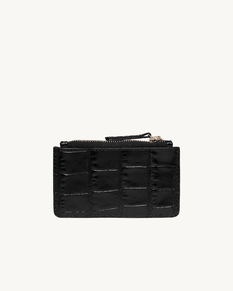 Zippered Cardholder “glossy black crocodile” - Chylak