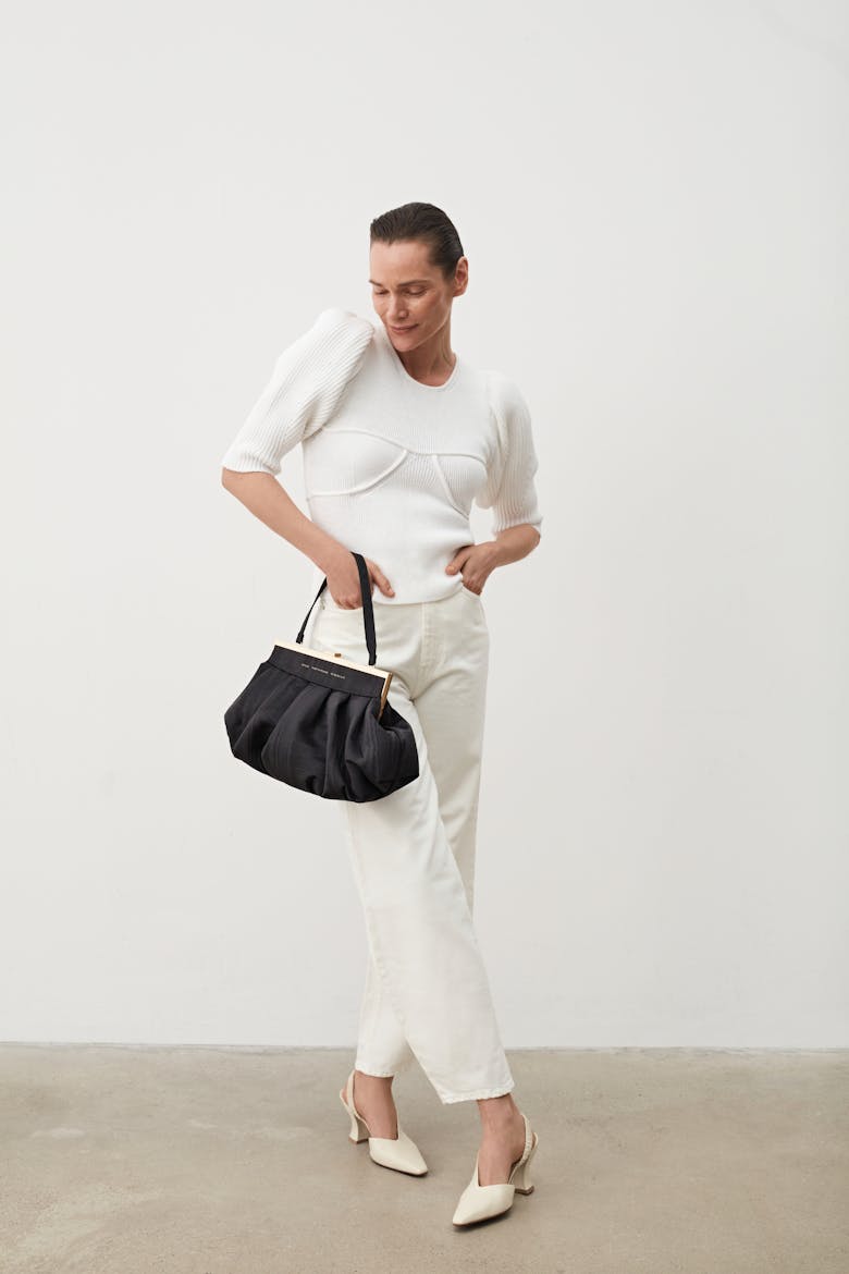 Dumpling Clasp Bag Moiré Black 