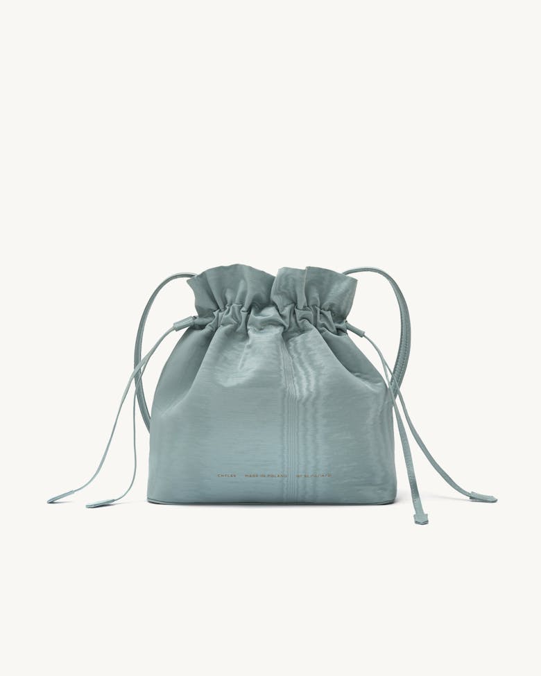 Soft Drawstring Bucket Bag Moiré Blue