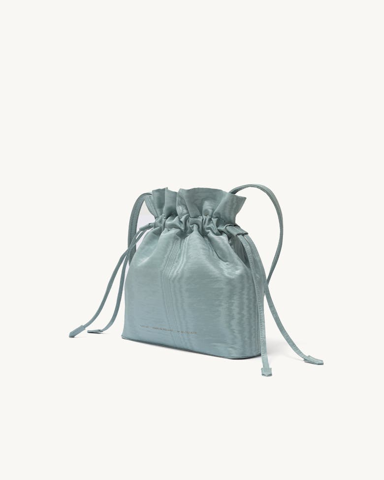 Soft Drawstring Bucket Bag Moiré Blue
