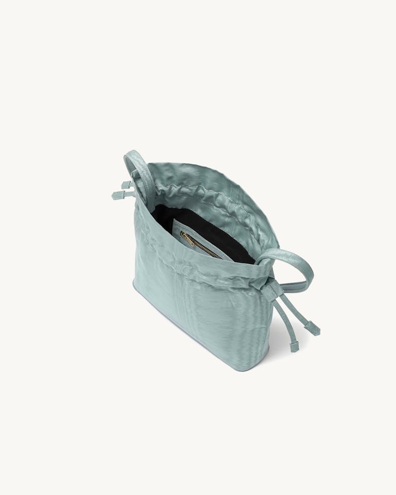 Soft Drawstring Bucket Bag Moiré Blue
