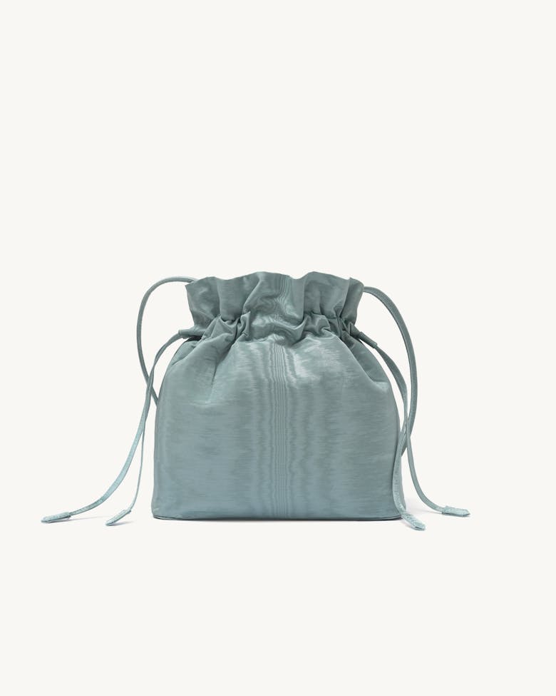 Soft Drawstring Bucket Bag Moiré Blue