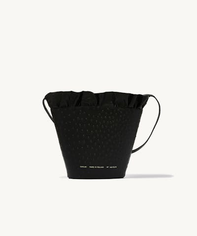 Flounce Bucket Bag “black ostrich”
