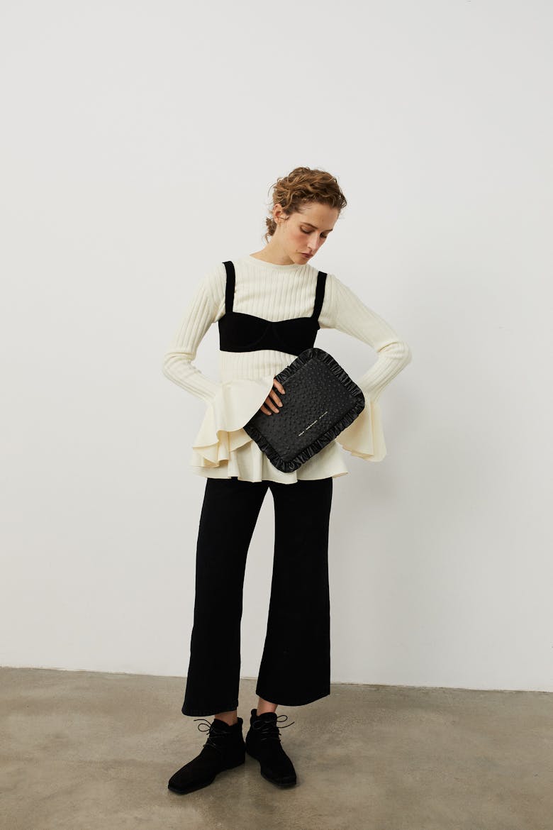 Pillow Clutch “black ostrich”