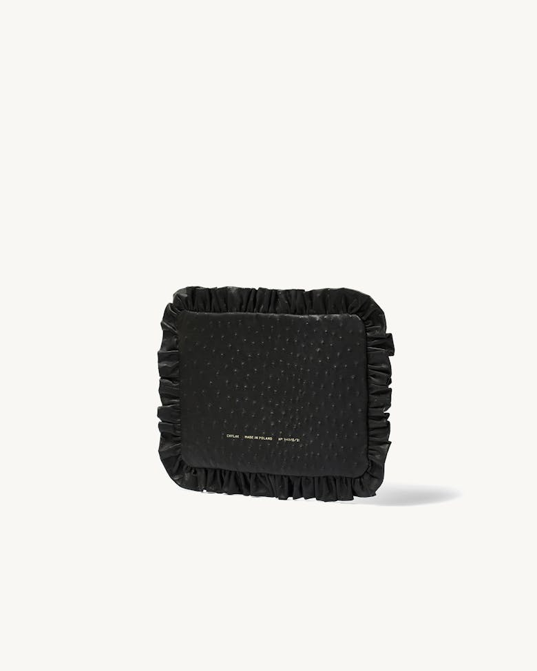 Pillow Clutch “black ostrich”