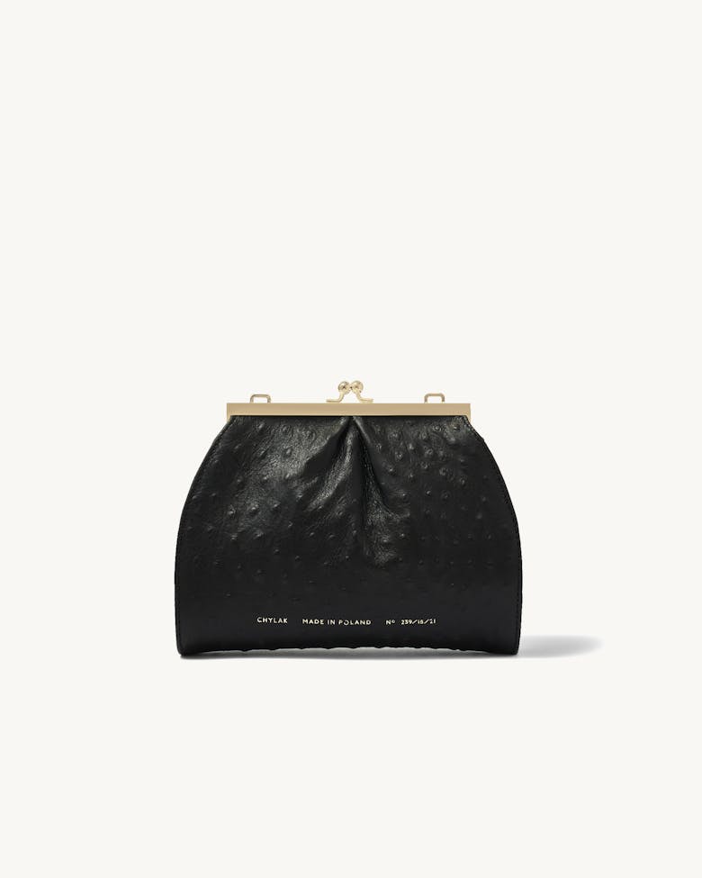 Mała Torebka „Vintage” „czarny struś”