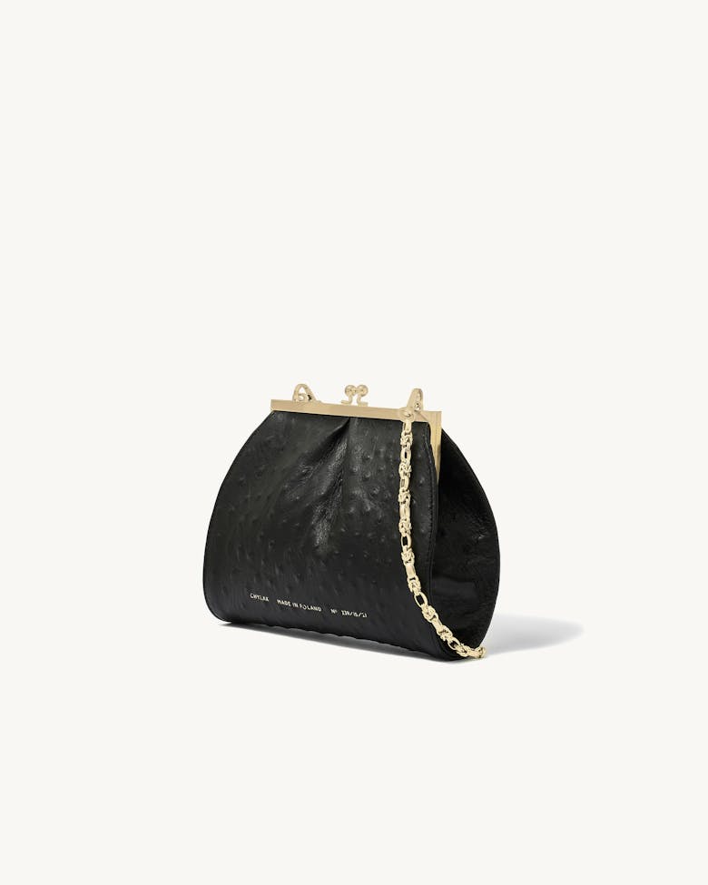 Mała Torebka „Vintage” „czarny struś”