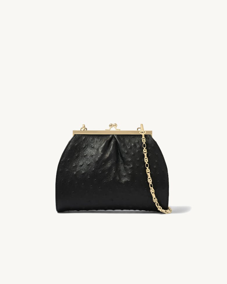 Mała Torebka „Vintage” „czarny struś”