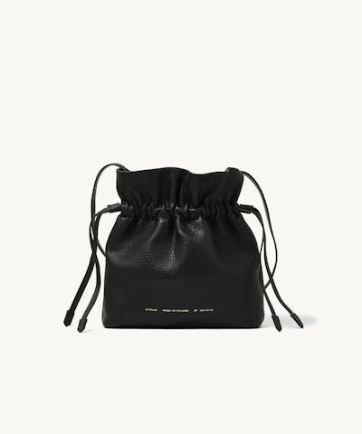 Soft Drawstring Bucket Bag Black 