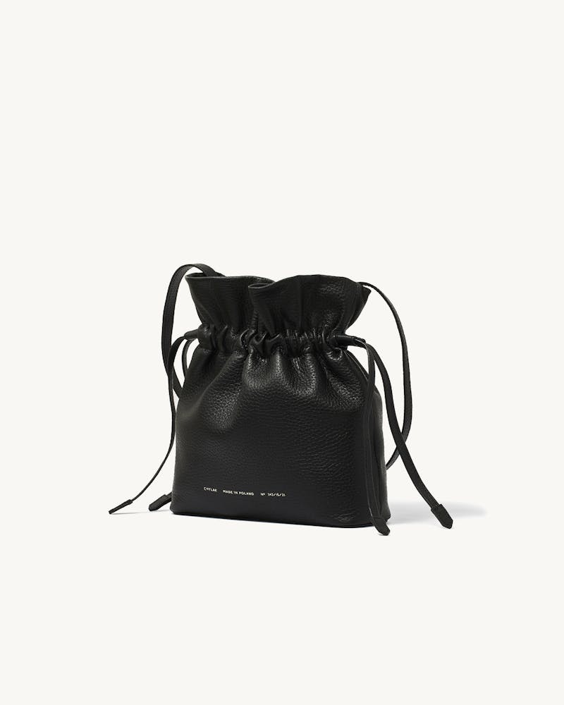 Soft Drawstring Bucket Bag Black - Chylak