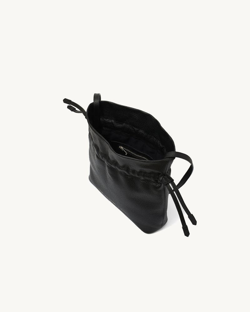 Soft Drawstring Bucket Bag Black Chylak