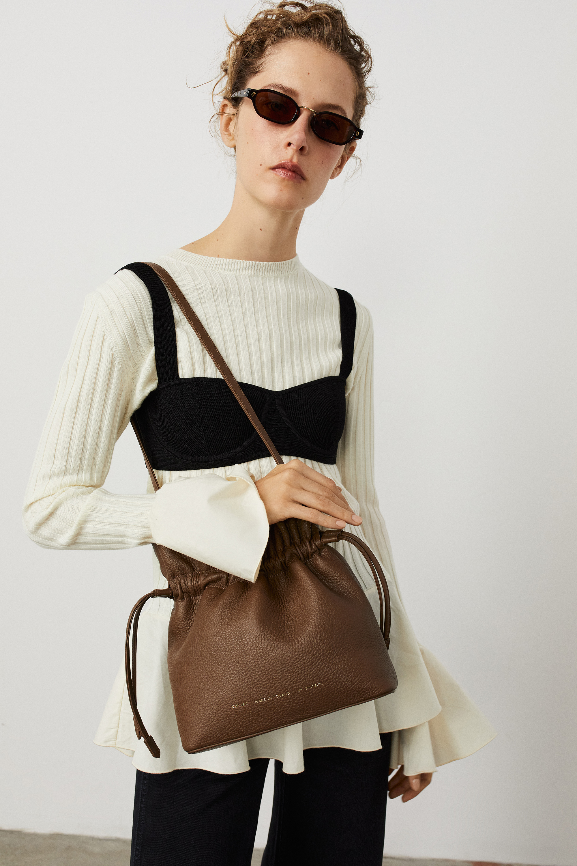 Soft Drawstring Bucket Bag “Café-Au-Lait” - Chylak