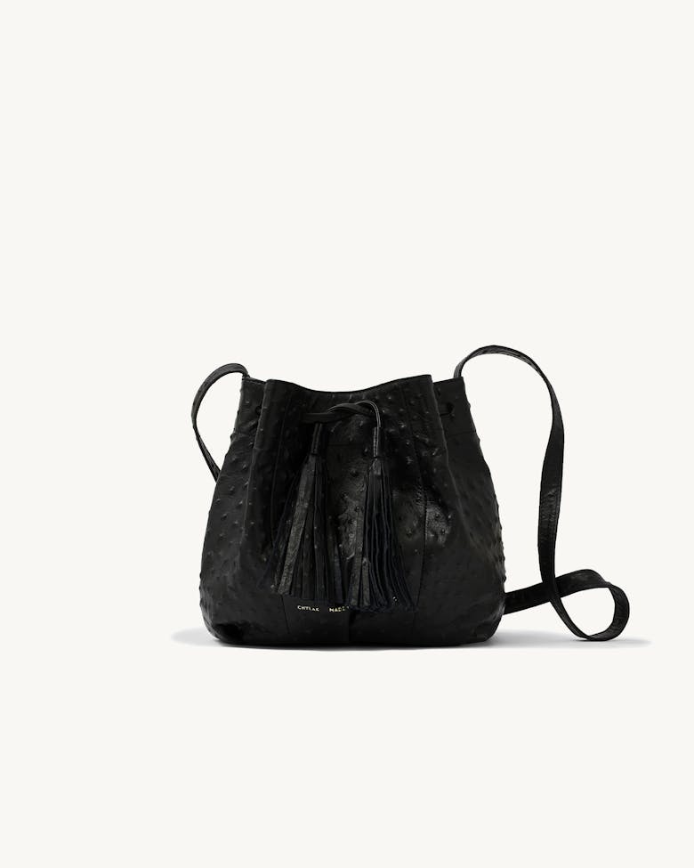 Small Bucket Bag “black ostrich”