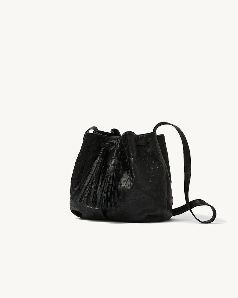 Small Bucket Bag “black ostrich”