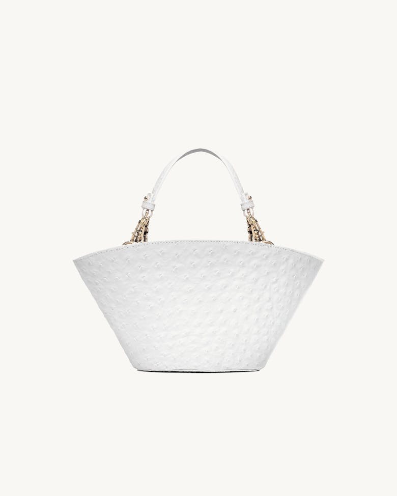 Small Basket Bag “white ostrich”