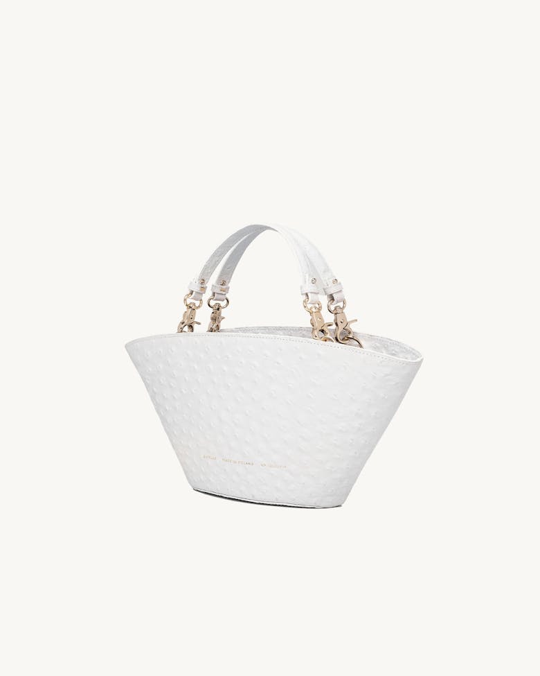 Small Basket Bag “white ostrich”