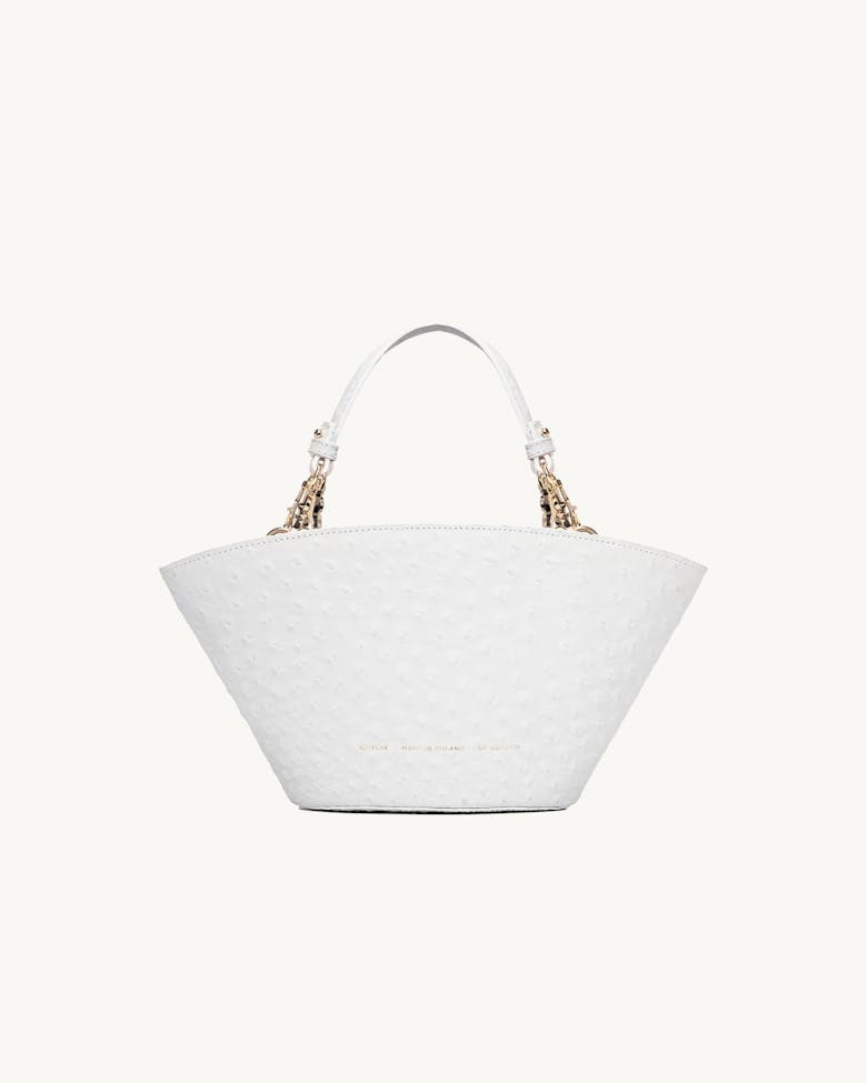 Small Basket Bag “white ostrich”