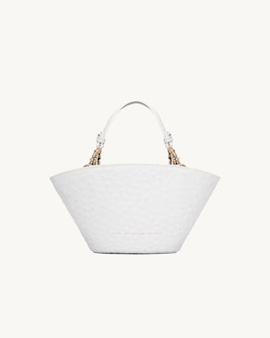 Small Basket Bag “white ostrich”