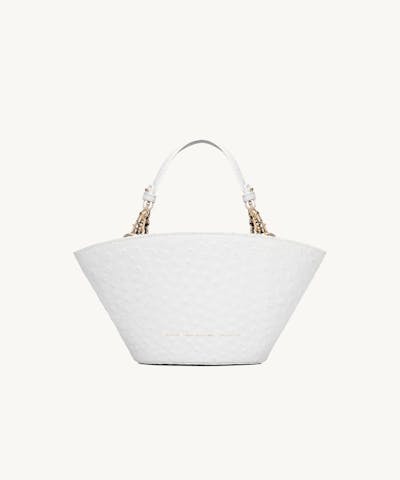Small Basket Bag “white ostrich”