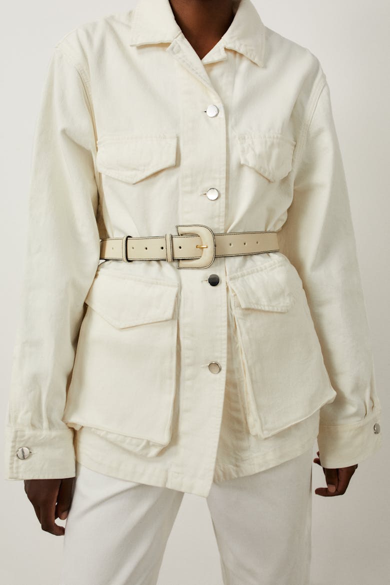  Pasek ze Skórzaną Klamrą kremowy