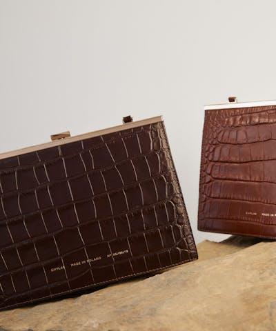 “Vintage” Clasp Bag “glossy brown crocodile”