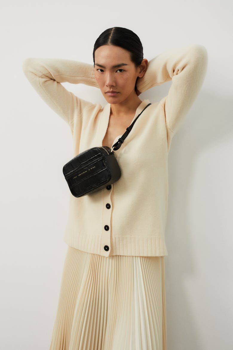 Camera Bag “glossy black crocodile”