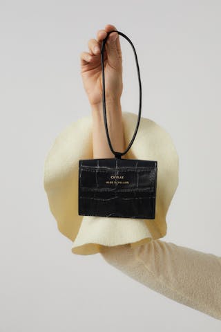 Tiny Classic Bag “glossy black crocodile”