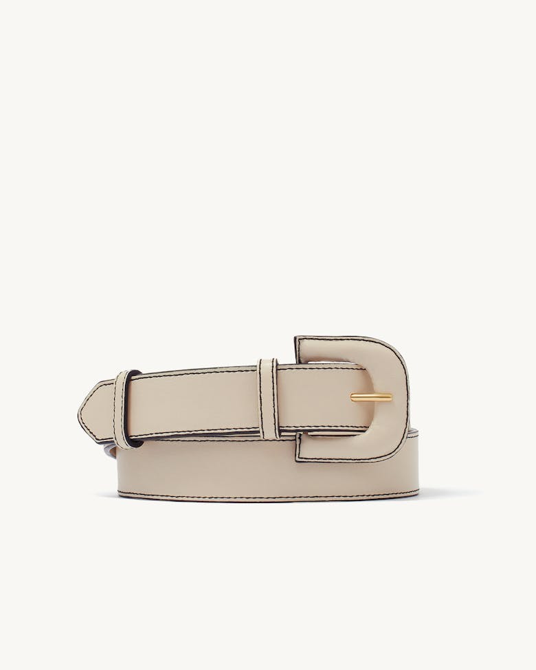  Pasek ze Skórzaną Klamrą kremowy