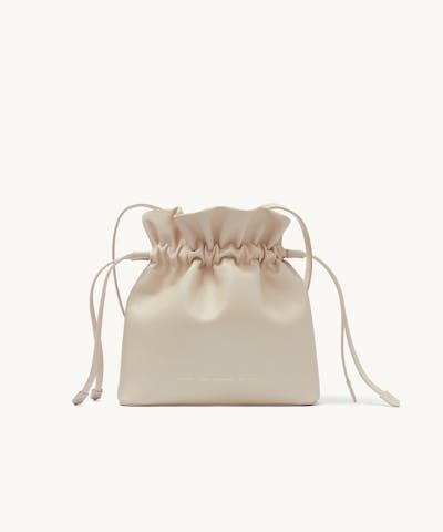 Soft Drawstring Bucket Bag Cream