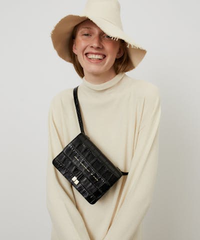 Mini Belt Bag “glossy black crocodile”