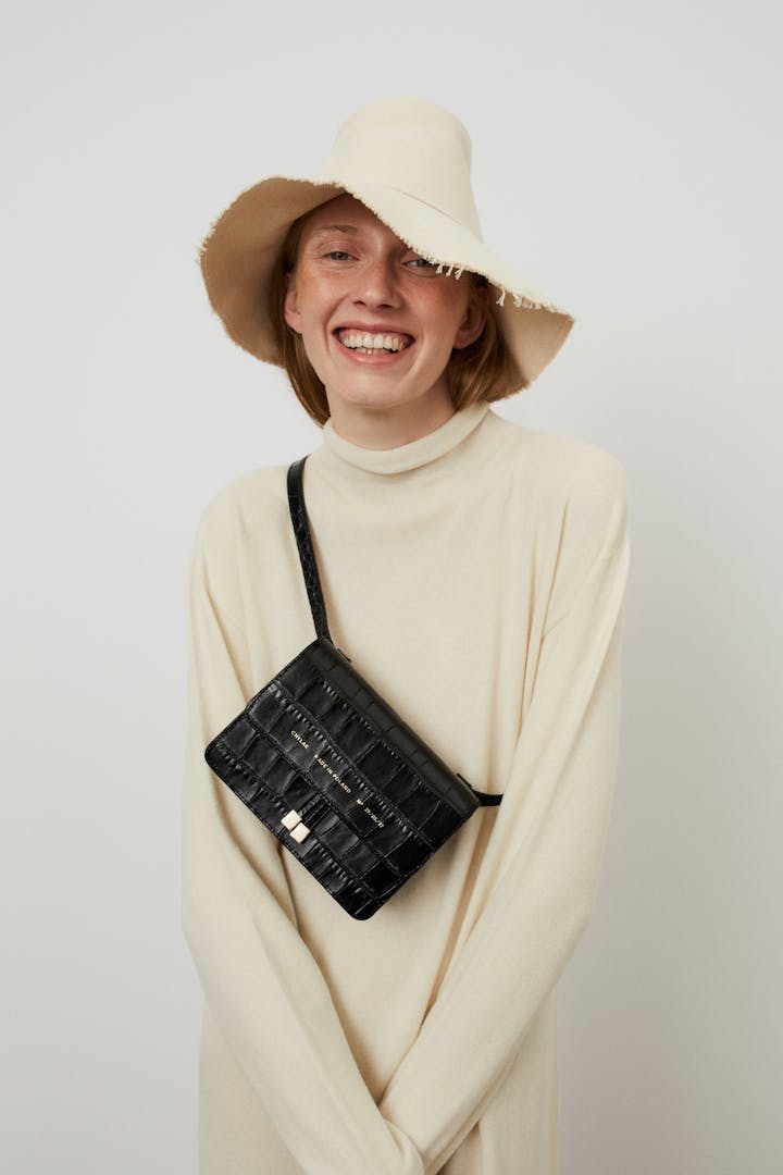 Mini Belt Bag “glossy black crocodile”