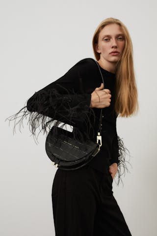 Saddle Bag “glossy black crocodile”