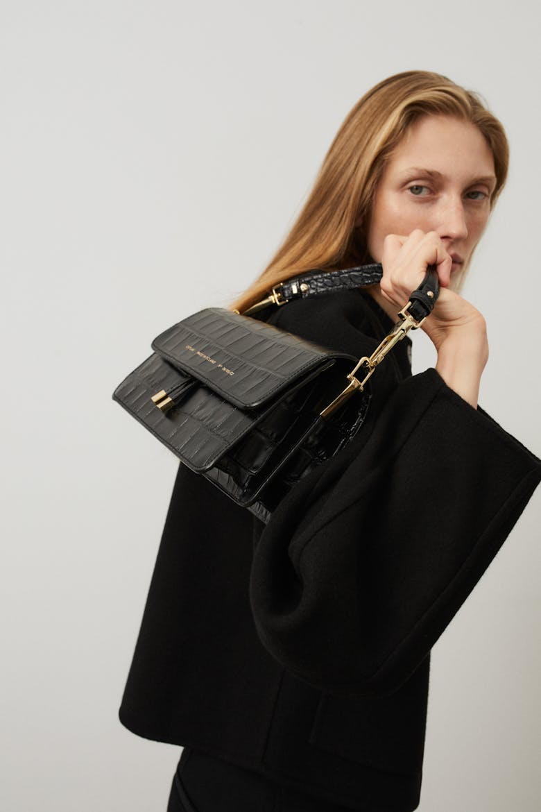 Mini Strap “glossy black crocodile”