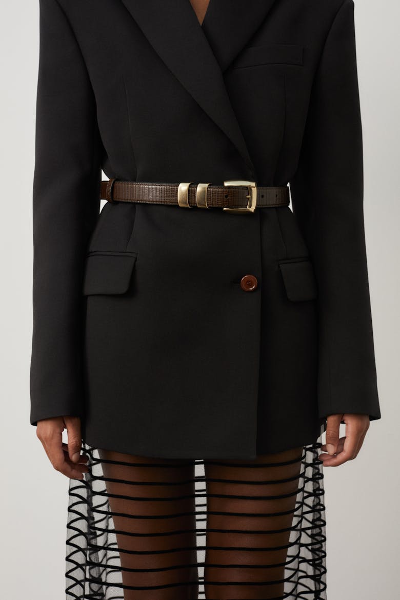 Gold Loop Belt “tobacco lizard”