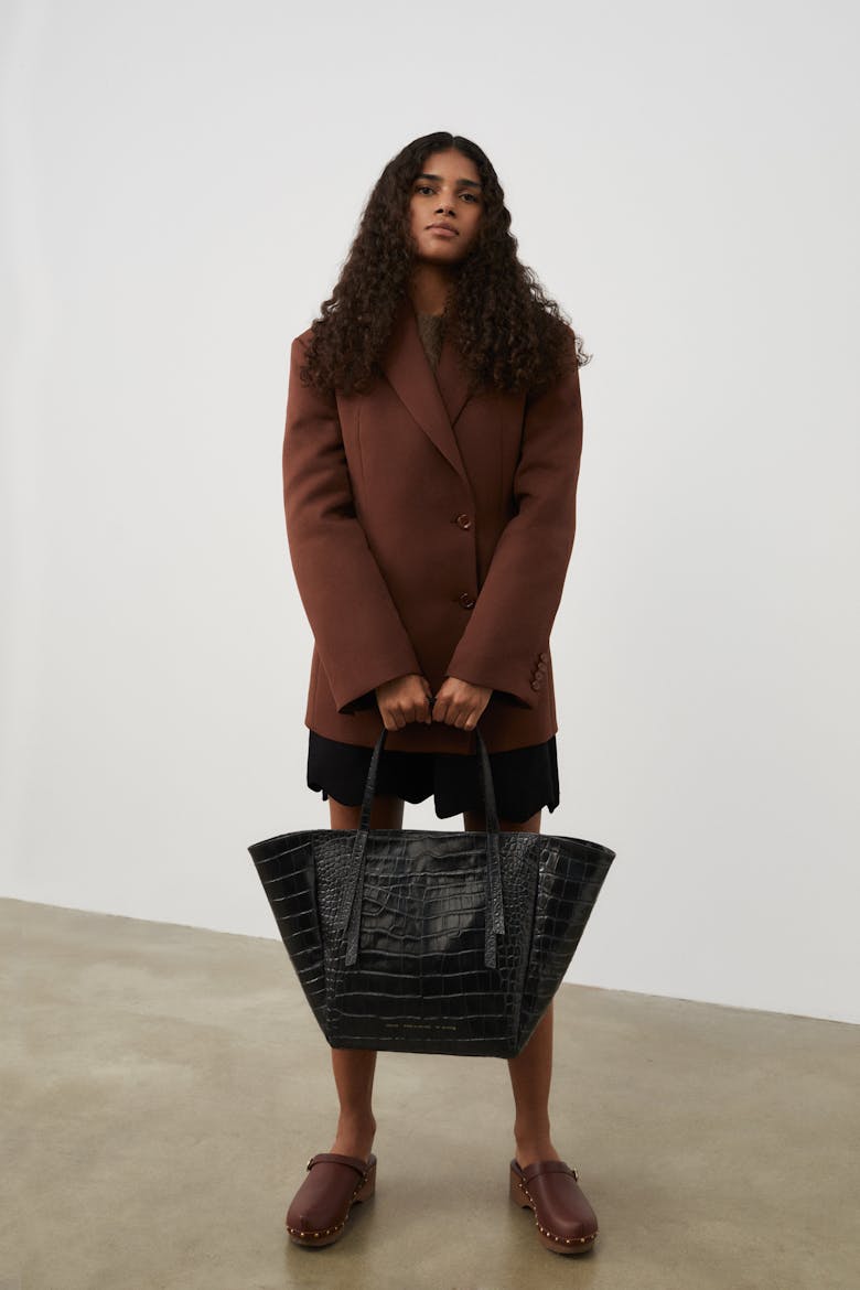 Tie Tote Bag “glossy black crocodile”