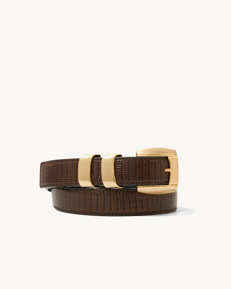 Gold Loop Belt “tobacco lizard”